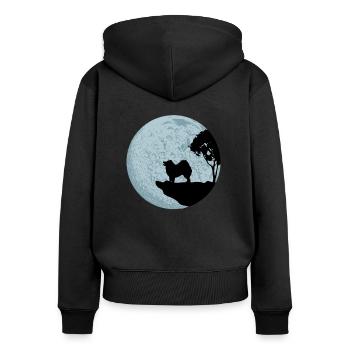 Samojede - Frauen Premium Bio Zip Hoodie - Schwarz - Hinten - Julia (174cm)