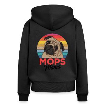 Mops - Frauen Premium Bio Zip Hoodie - Schwarz - Hinten - Julia (174cm)