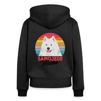 Samojede - Frauen Premium Bio Zip Hoodie - Schwarz - Hinten - Julia (174cm)