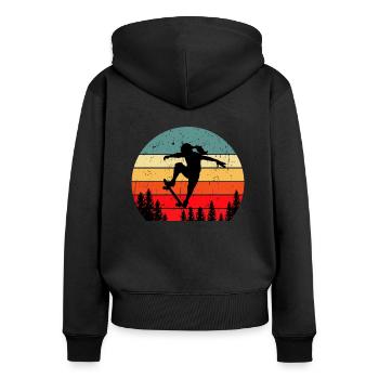 Fille patineuse - Sweat à capuche zippé Premium bio Femme - noir - Dos - Julia (174cm)