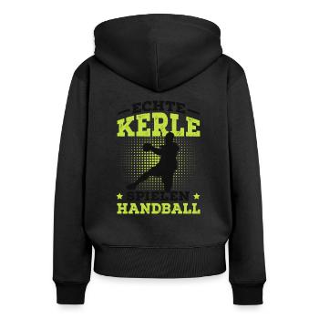 Handball - Frauen Premium Bio Zip Hoodie - Schwarz - Hinten - Julia (174cm)