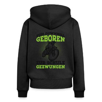 Downhill - Frauen Premium Bio Zip Hoodie - Schwarz - Hinten - Julia (174cm)
