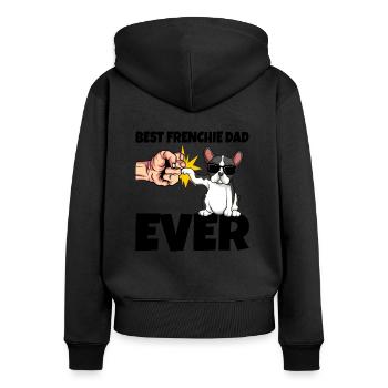 Bulldog français - Sweat à capuche zippé Premium bio Femme - noir - Dos - Julia (174cm)