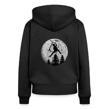 Scooter - Frauen Premium Bio Zip Hoodie - Schwarz - Hinten - Julia (174cm)
