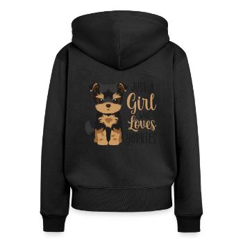 Yorkshire Terrier - Women's Premium Organic Zip Hoodie - black - Back - Julia (174cm)
