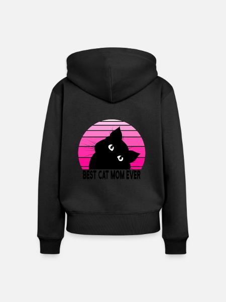 Katzen Mama - Frauen Premium Bio Zip Hoodie - Schwarz