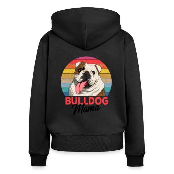 Englische Bulldogge - Frauen Premium Bio Zip Hoodie - Schwarz - Hinten - Julia (174cm)