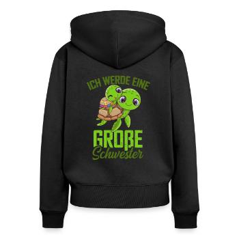 Große Schwester Schildkröte - Frauen Premium Bio Zip Hoodie - Schwarz - Hinten - Julia (174cm)