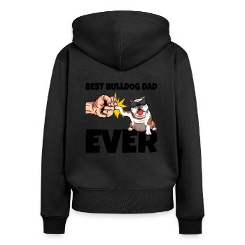 Englische Bulldogge - Frauen Premium Bio Zip Hoodie - Schwarz - Hinten - Julia (174cm)
