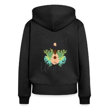 Fille ukulélé - Sweat à capuche zippé Premium bio Femme - noir - Dos - Julia (174cm)