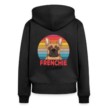 Bulldog français - Sweat à capuche zippé Premium bio Femme - noir - Dos - Julia (174cm)
