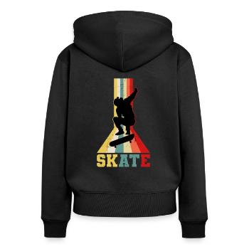 planche à roulette - Sweat à capuche zippé Premium bio Femme - noir - Dos - Julia (174cm)