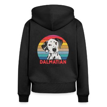 Dalmatiner - Frauen Premium Bio Zip Hoodie - Schwarz - Hinten - Julia (174cm)