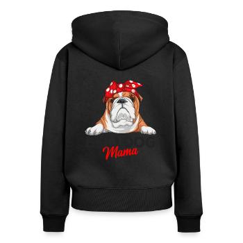 Englische Bulldogge - Frauen Premium Bio Zip Hoodie - Schwarz - Hinten - Julia (174cm)
