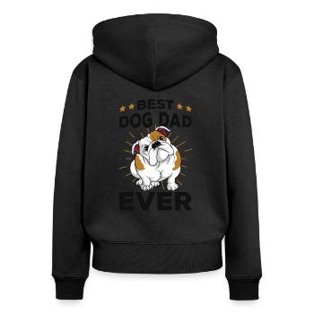 Englische Bulldogge - Frauen Premium Bio Zip Hoodie - Schwarz - Hinten - Julia (174cm)