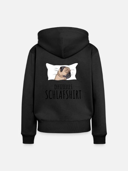 Mops - Frauen Premium Bio Zip Hoodie - Schwarz