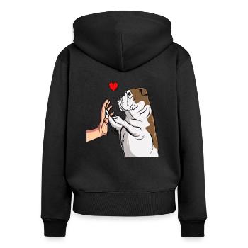 Englische Bulldogge Liebe Frauchen - Frauen Premium Bio Zip Hoodie - Schwarz - Hinten - Julia (174cm)