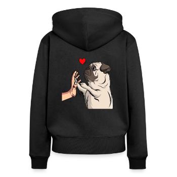 Mops Liebe Hundehalter Frauchen Geschenk - Frauen Premium Bio Zip Hoodie - Schwarz - Hinten - Julia (174cm)