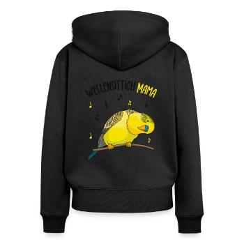 Wellensittich - Frauen Premium Bio Zip Hoodie - Schwarz - Hinten - Julia (174cm)
