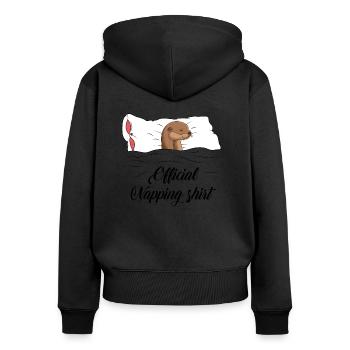 Loutres - Sweat à capuche zippé Premium bio Femme - noir - Dos - Julia (174cm)
