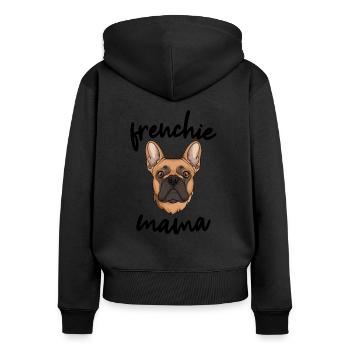 Bulldog français - Sweat à capuche zippé Premium bio Femme - noir - Dos - Julia (174cm)