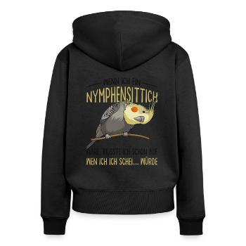 Nymphensittich - Frauen Premium Bio Zip Hoodie - Schwarz - Hinten - Julia (174cm)