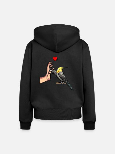 Nymph Parakeet Love Bird Parrot - Women's Premium Organic Zip Hoodie - black