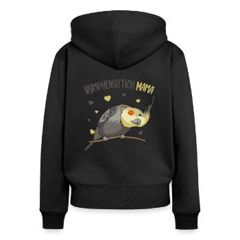Nymphensittich - Frauen Premium Bio Zip Hoodie - Schwarz - Hinten - Julia (174cm)