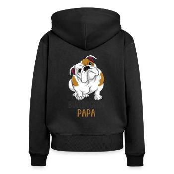 Englische Bulldogge - Frauen Premium Bio Zip Hoodie - Schwarz - Hinten - Julia (174cm)