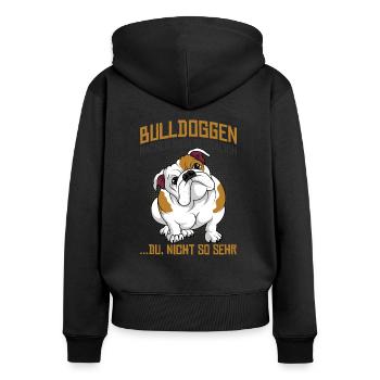 Englische Bulldogge - Frauen Premium Bio Zip Hoodie - Schwarz - Hinten - Julia (174cm)