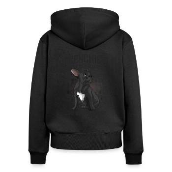 Französische Bulldogge Spruch Frenchie - Frauen Premium Bio Zip Hoodie - Schwarz - Hinten - Julia (174cm)