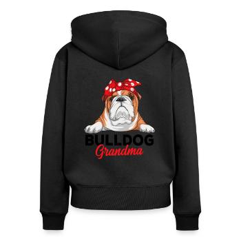 Englische Bulldogge - Frauen Premium Bio Zip Hoodie - Schwarz - Hinten - Julia (174cm)