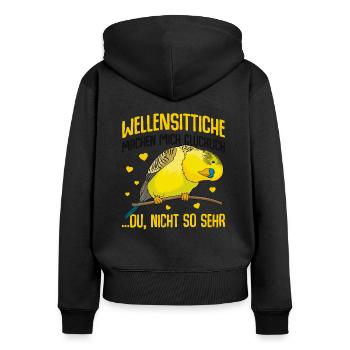 Wellensittich - Frauen Premium Bio Zip Hoodie - Schwarz - Hinten - Julia (174cm)