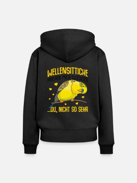 Wellensittich - Frauen Premium Bio Zip Hoodie - Schwarz