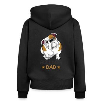 Englische Bulldogge - Frauen Premium Bio Zip Hoodie - Schwarz - Hinten - Julia (174cm)