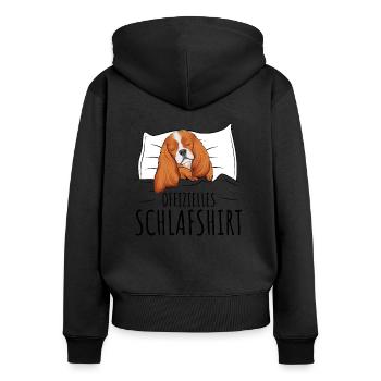 Cavalier King Charles Spaniel - Frauen Premium Bio Zip Hoodie - Schwarz - Hinten - Julia (174cm)