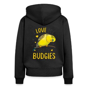 budgerigar - Women's Premium Organic Zip Hoodie - black - Back - Julia (174cm)