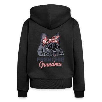 Bulldog français - Sweat à capuche zippé Premium bio Femme - noir - Dos - Julia (174cm)