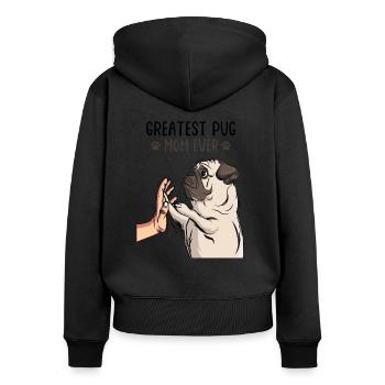 Mops Mama Hunde Frauchen Geschenk - Frauen Premium Bio Zip Hoodie - Schwarz - Hinten - Julia (174cm)