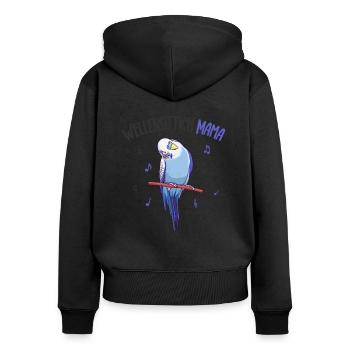Wellensittich - Frauen Premium Bio Zip Hoodie - Schwarz - Hinten - Julia (174cm)
