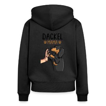 Teckel Maman - Chien de blaireau mignon - Sweat à capuche zippé Premium bio Femme - noir - Dos - Julia (174cm)