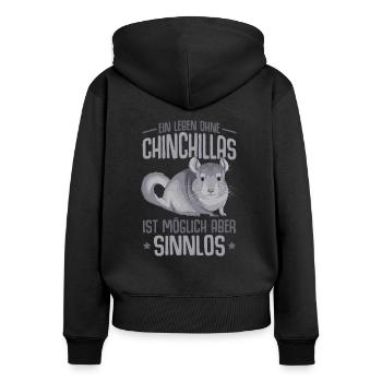 Chinchilla - Frauen Premium Bio Zip Hoodie - Schwarz - Hinten - Julia (174cm)
