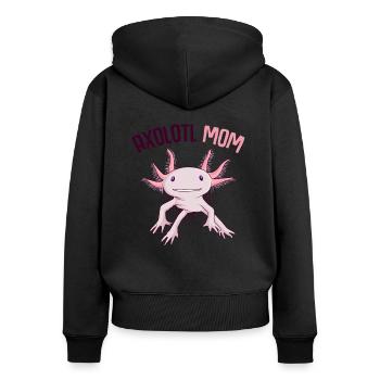 Axolotl - Frauen Premium Bio Zip Hoodie - Schwarz - Hinten - Julia (174cm)
