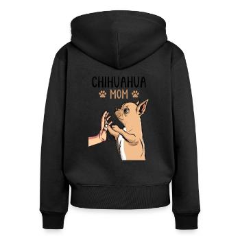 Chihuahua Mom Frauchen Hunde Mama - Frauen Premium Bio Zip Hoodie - Schwarz - Hinten - Julia (174cm)