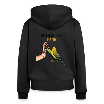 Wellensittich Mama Vogelbesitzerin - Frauen Premium Bio Zip Hoodie - Schwarz - Hinten - Julia (174cm)