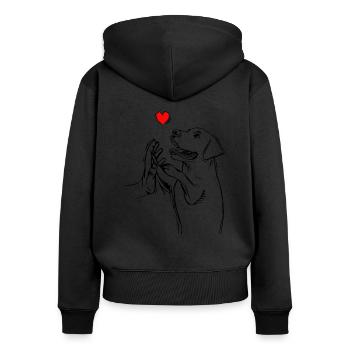 Labrador - Frauen Premium Bio Zip Hoodie - Schwarz - Hinten - Julia (174cm)