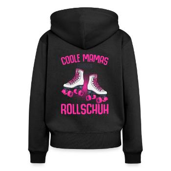 Rollschuhe - Frauen Premium Bio Zip Hoodie - Schwarz - Hinten - Julia (174cm)