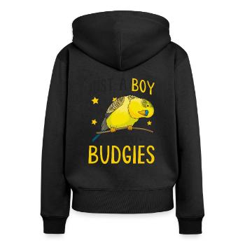 budgerigar - Women's Premium Organic Zip Hoodie - black - Back - Julia (174cm)
