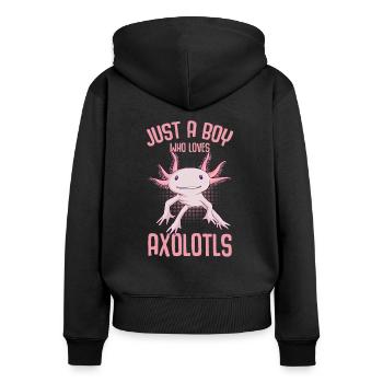 Axolotl - Frauen Premium Bio Zip Hoodie - Schwarz - Hinten - Julia (174cm)