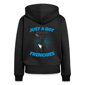 Bulldog français - Sweat à capuche zippé Premium bio Femme - noir - Dos - Julia (174cm)